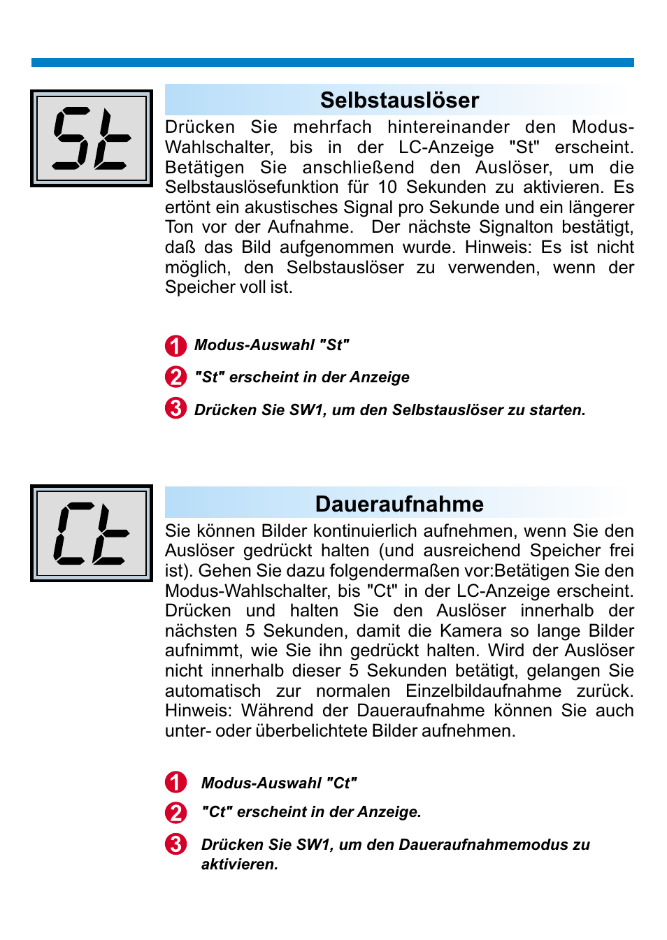 Selbstauslöser, Daueraufnahme | AIPTEK PENCAM VOICE User Manual | Page 26 / 133