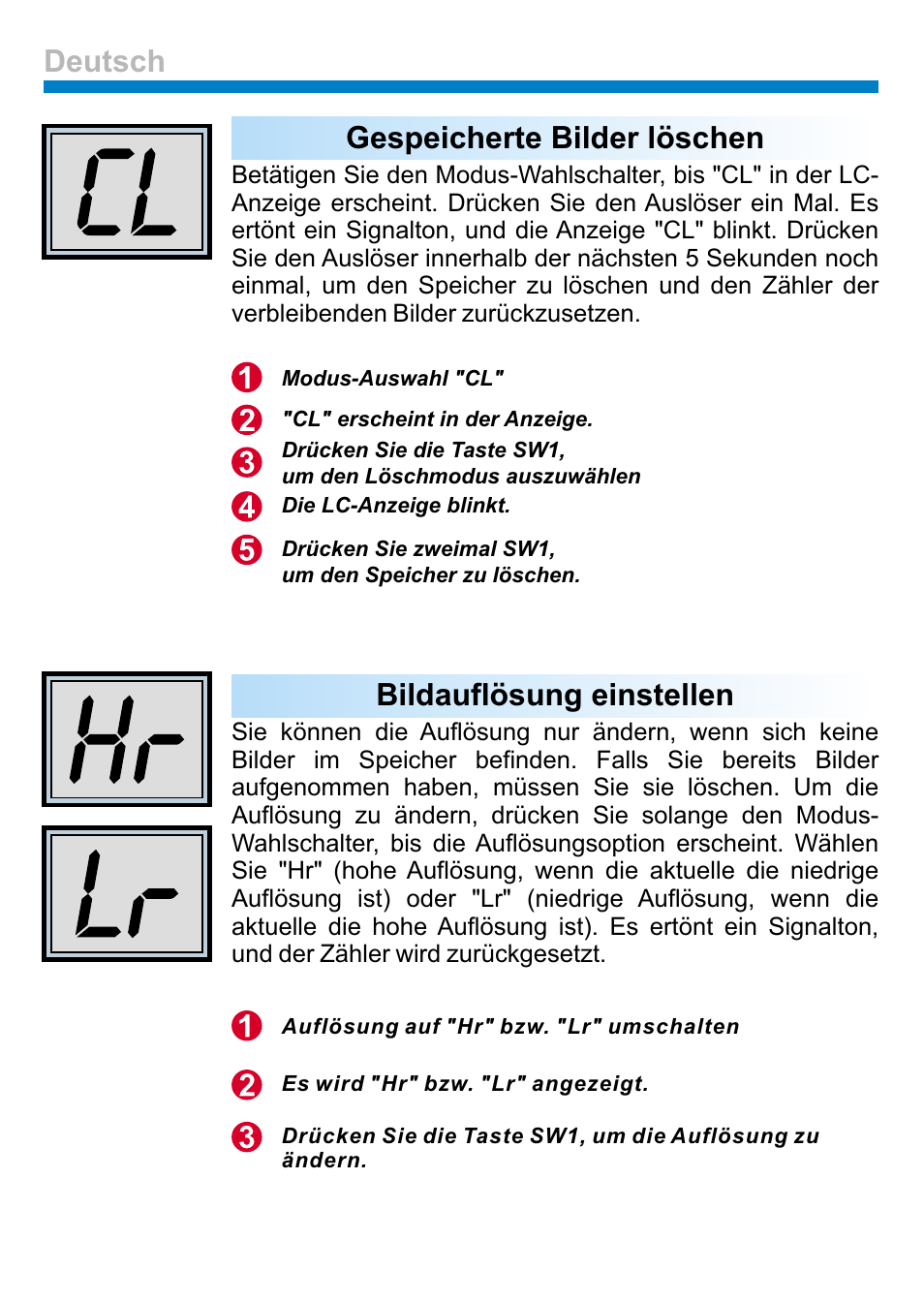 Gespeicherte bilder löschen, Bildauflösung einstellen, Deutsch | AIPTEK PENCAM VOICE User Manual | Page 27 / 133