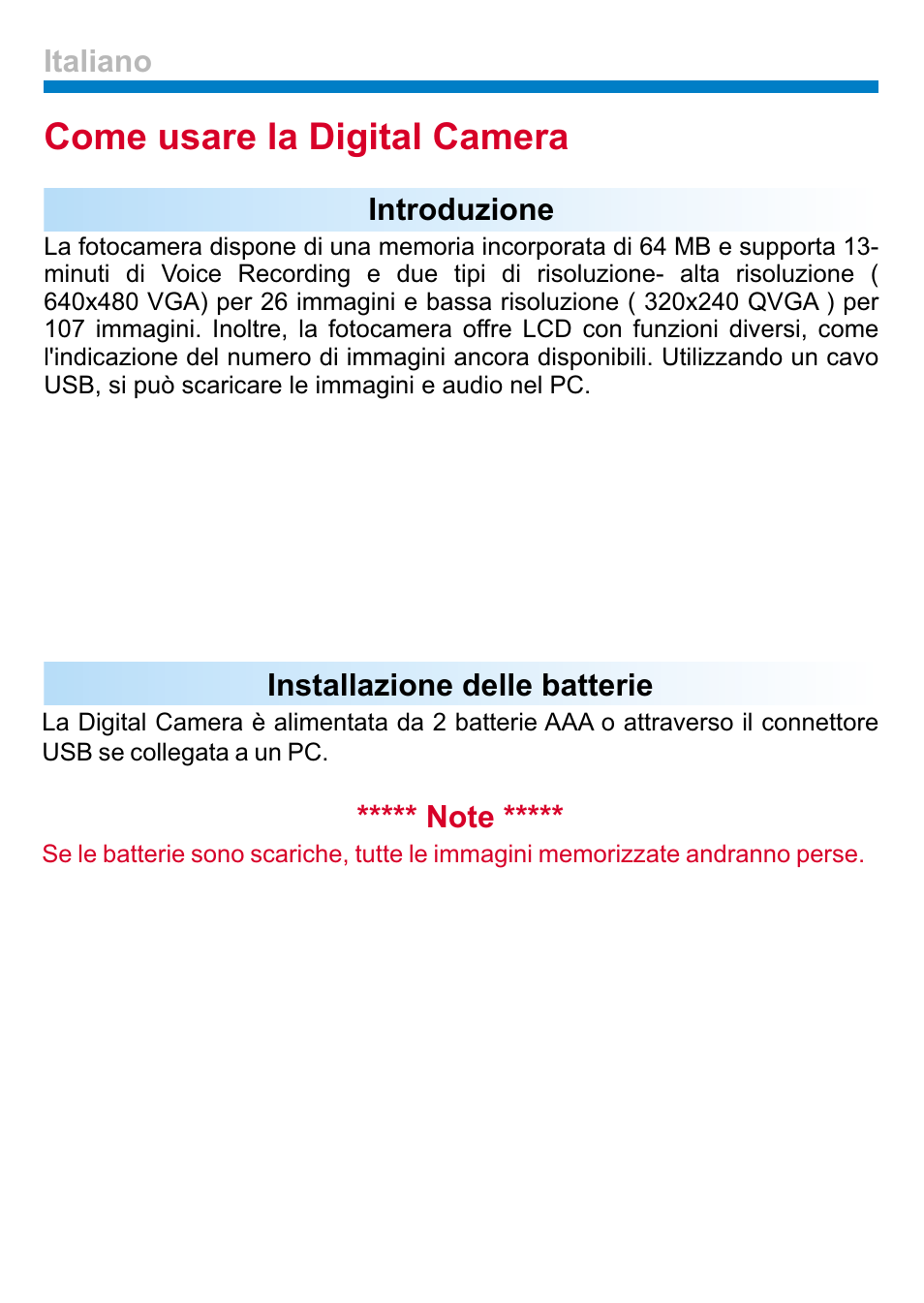 Come usare la digital camera | AIPTEK PENCAM VOICE User Manual | Page 40 / 133