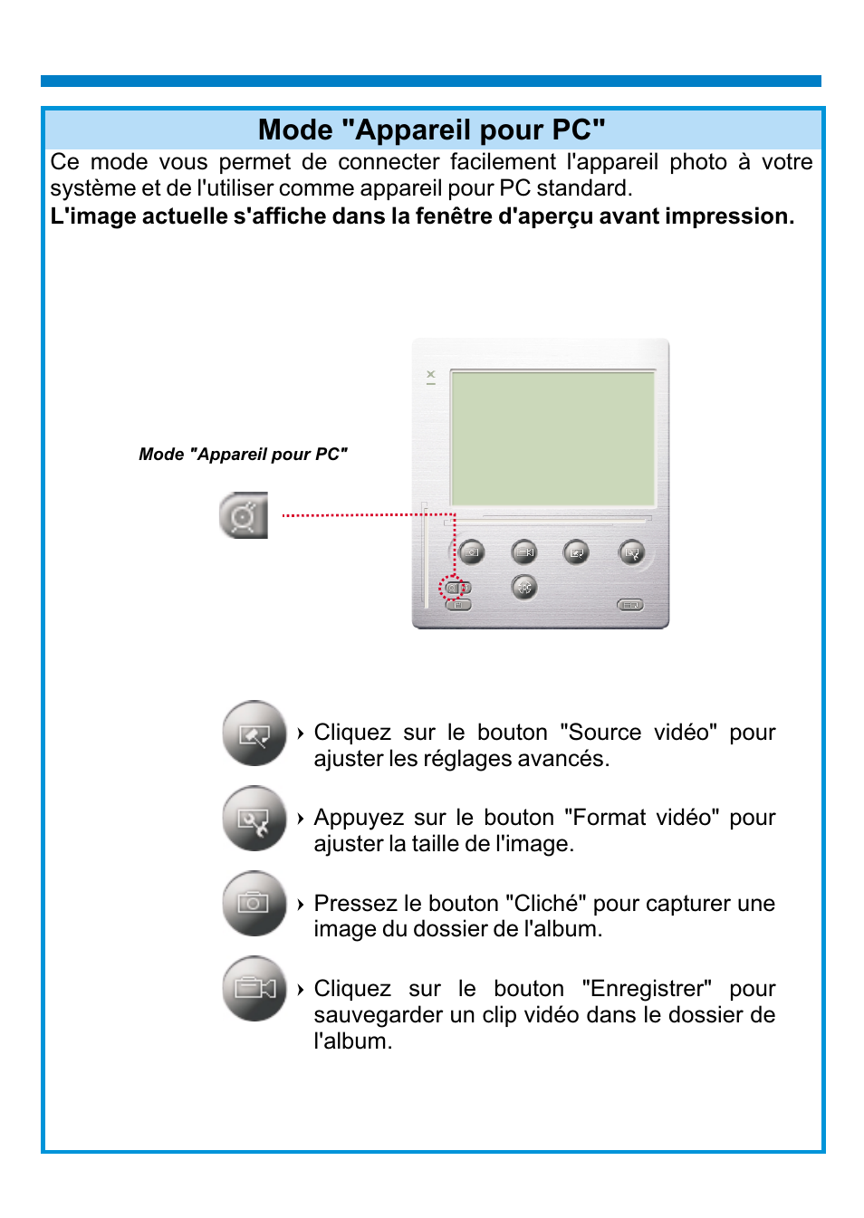 Mode "appareil pour pc | AIPTEK PENCAM VOICE User Manual | Page 70 / 133