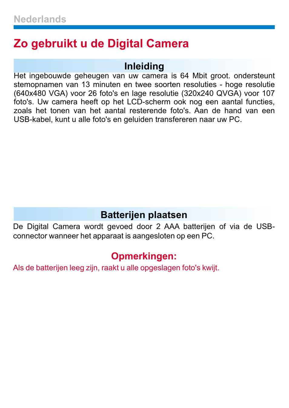 Zo gebruikt u de digital camera | AIPTEK PENCAM VOICE User Manual | Page 97 / 133