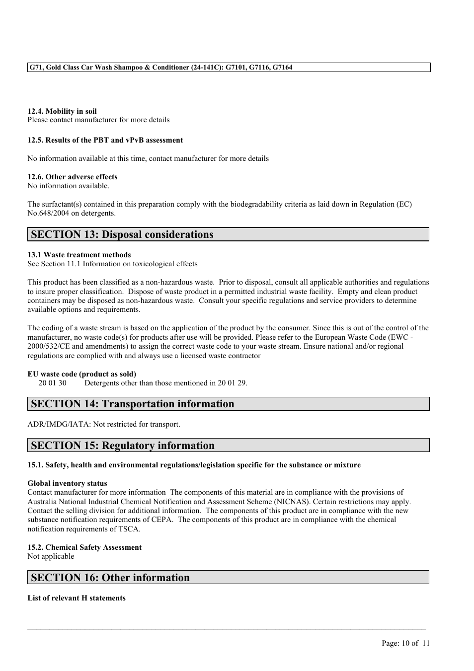 MEGUIAR'S G3300 User Manual | Page 70 / 71