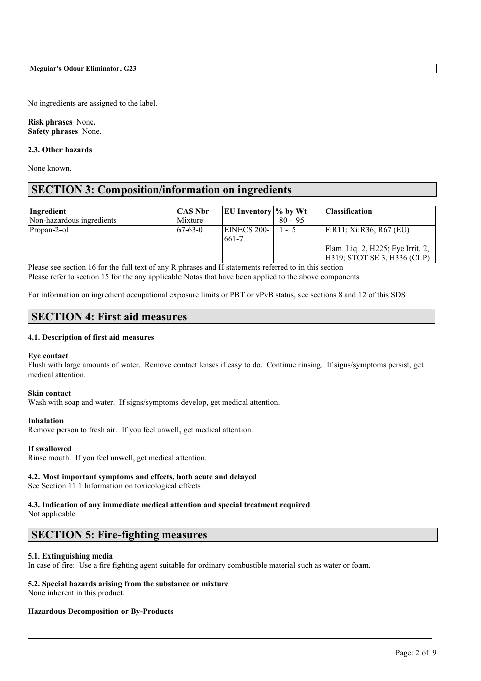 MEGUIAR'S G23 User Manual | Page 2 / 9