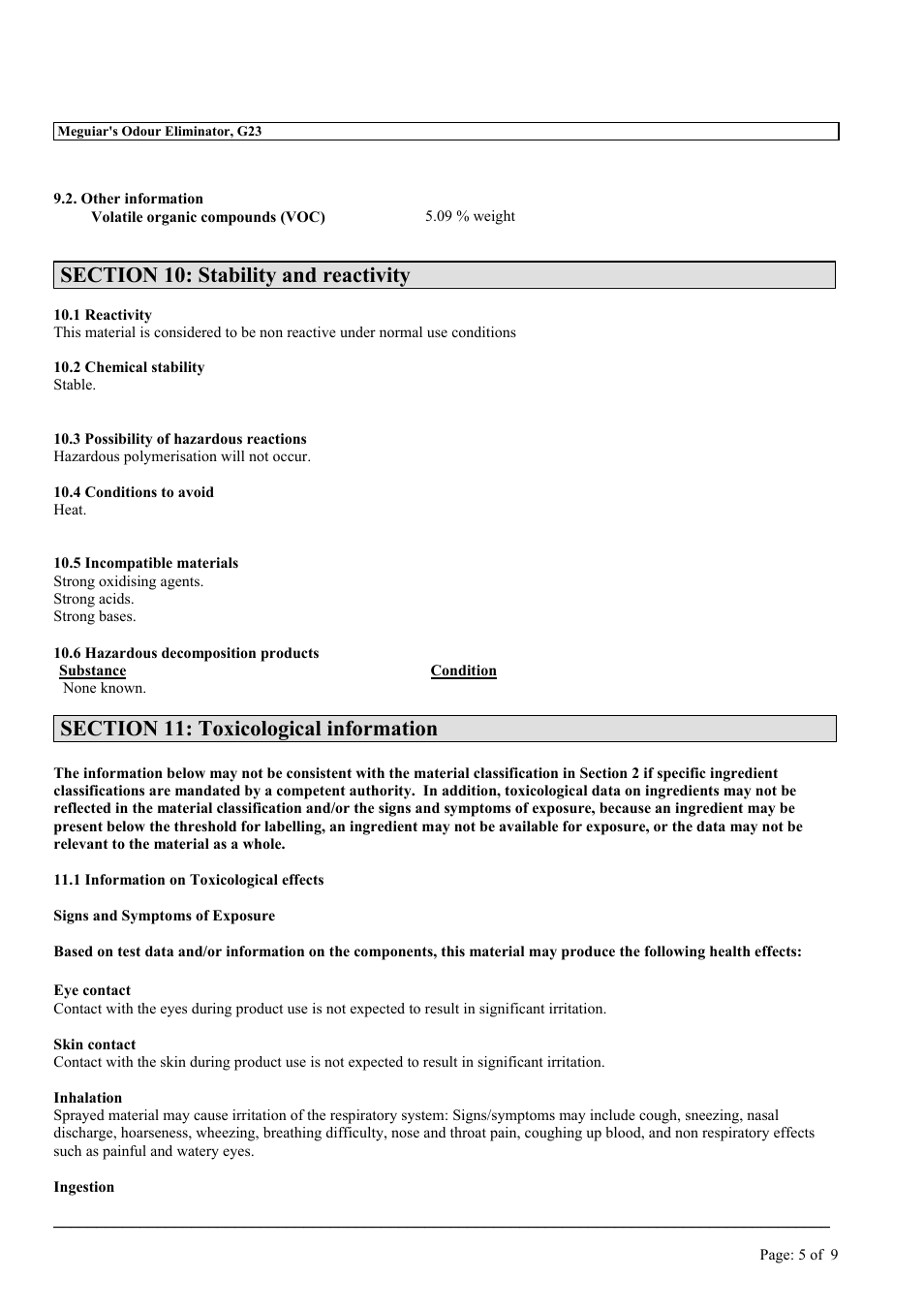 MEGUIAR'S G23 User Manual | Page 5 / 9