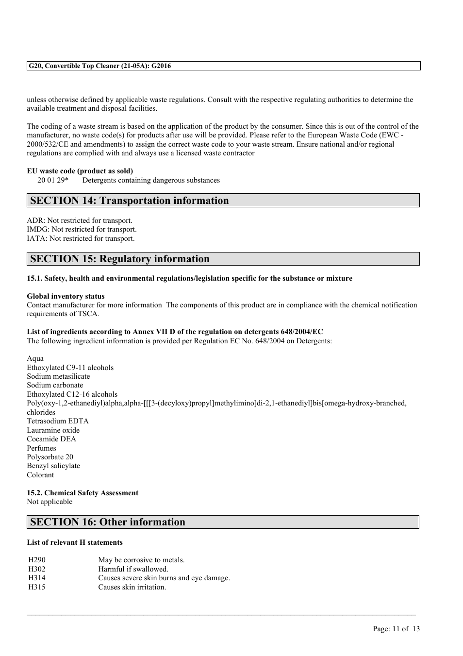 MEGUIAR'S G20 User Manual | Page 11 / 13