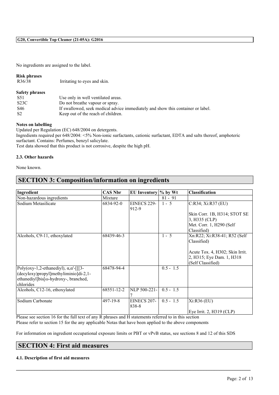 MEGUIAR'S G20 User Manual | Page 2 / 13