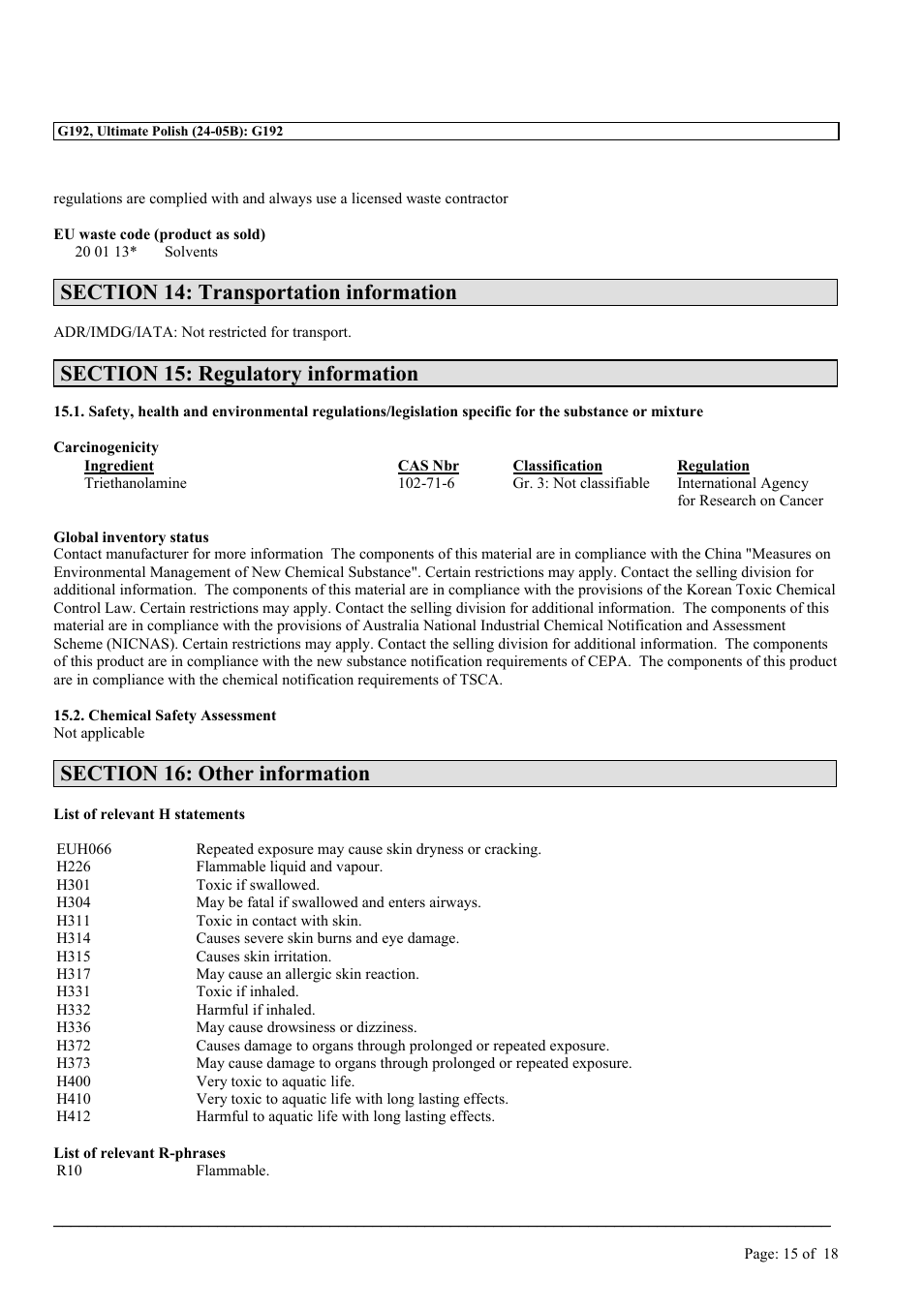 MEGUIAR'S G192 User Manual | Page 15 / 18