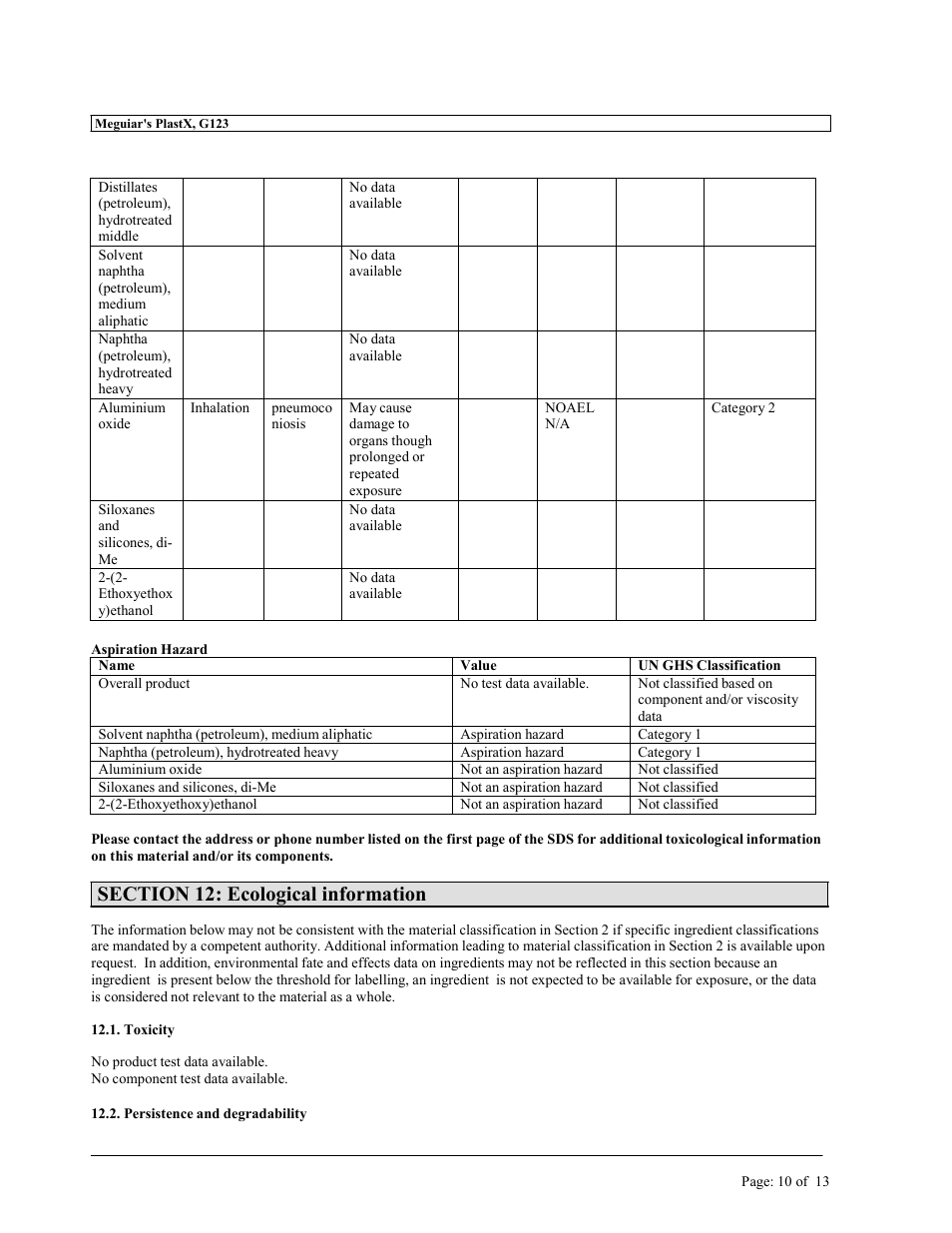 MEGUIAR'S G1900 User Manual | Page 12 / 27