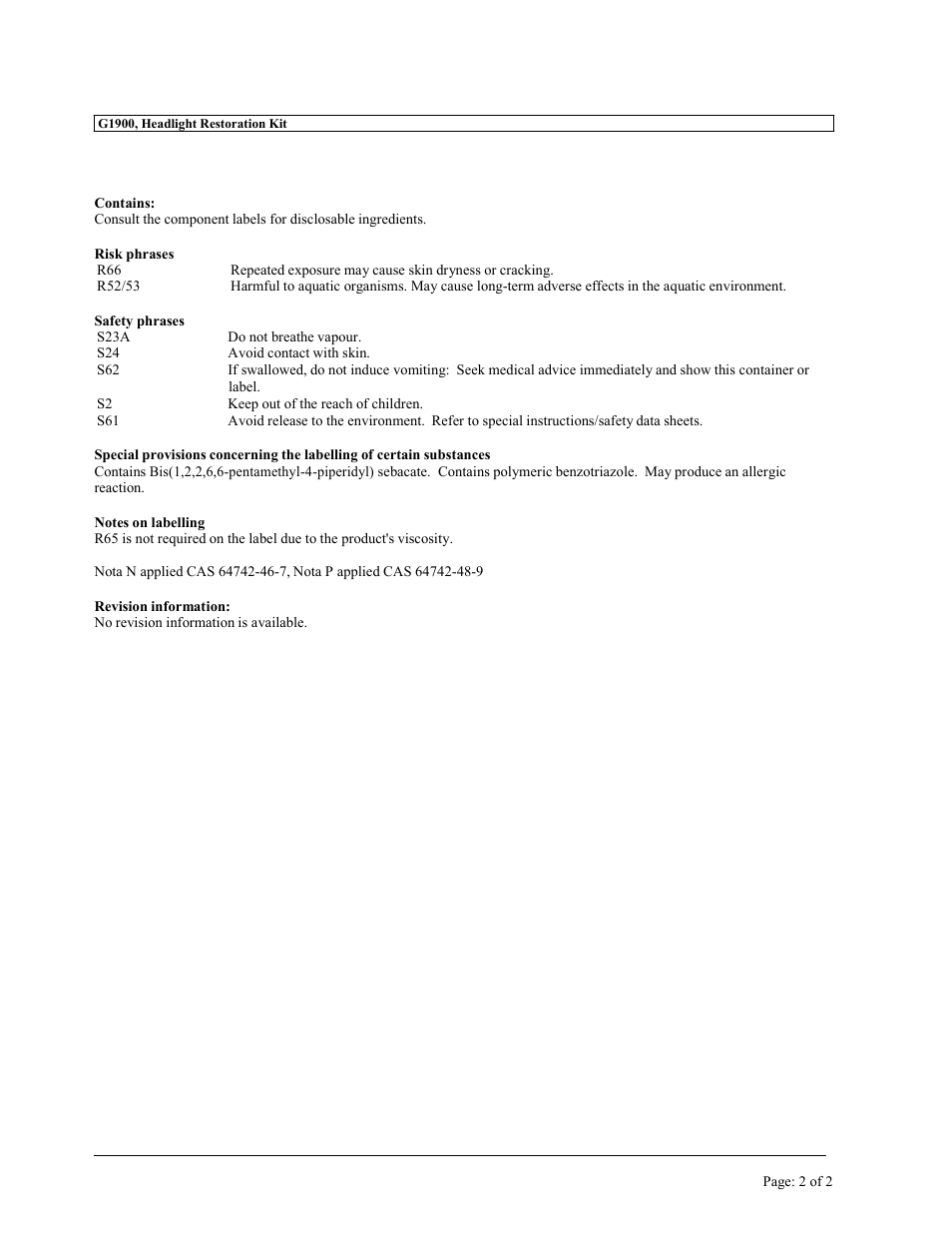 MEGUIAR'S G1900 User Manual | Page 2 / 27