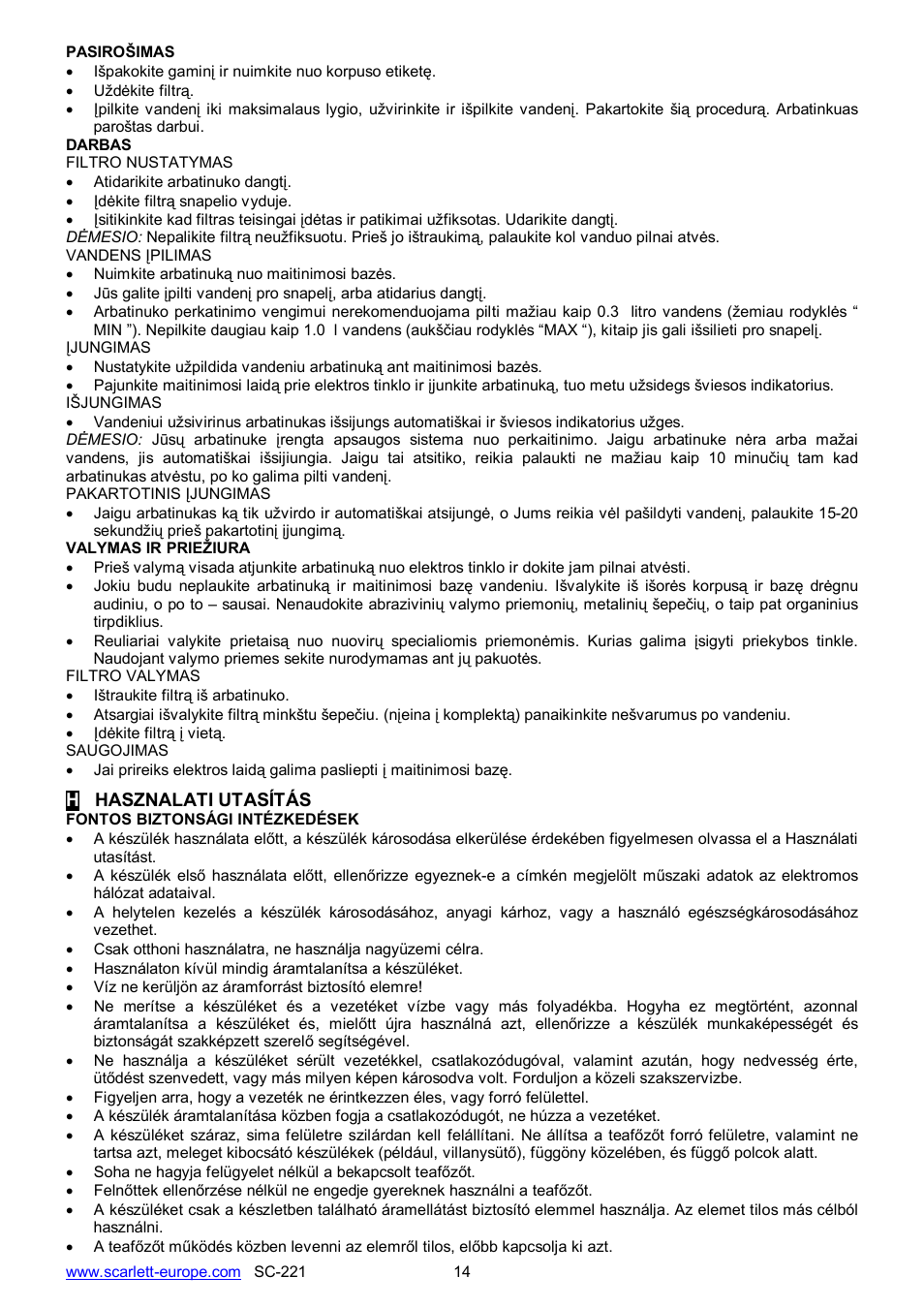 Scarlett SC-221 User Manual | Page 14 / 19