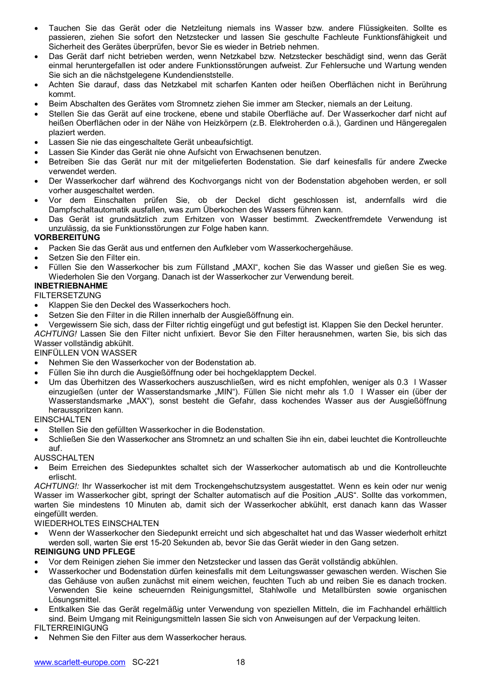Scarlett SC-221 User Manual | Page 18 / 19
