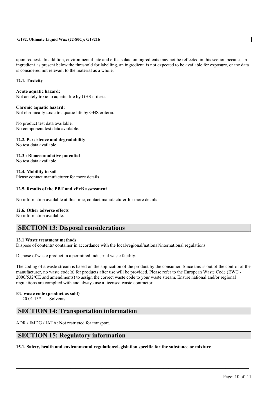 MEGUIAR'S G182 User Manual | Page 10 / 11