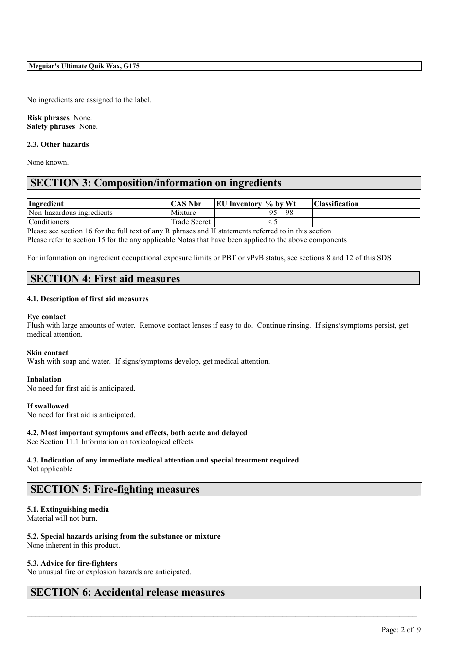 MEGUIAR'S G175 User Manual | Page 2 / 9