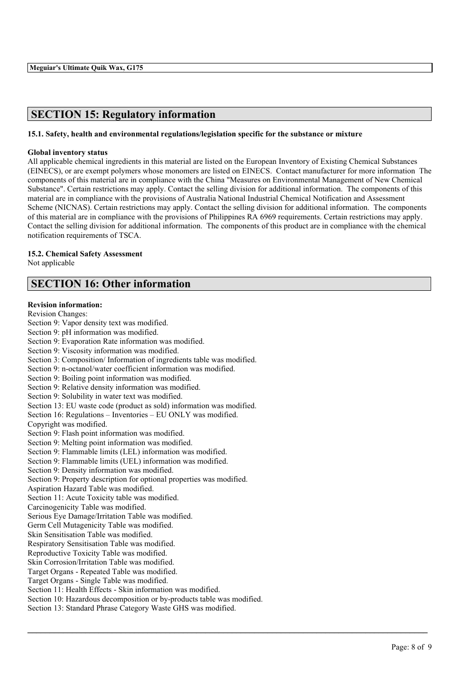 MEGUIAR'S G175 User Manual | Page 8 / 9