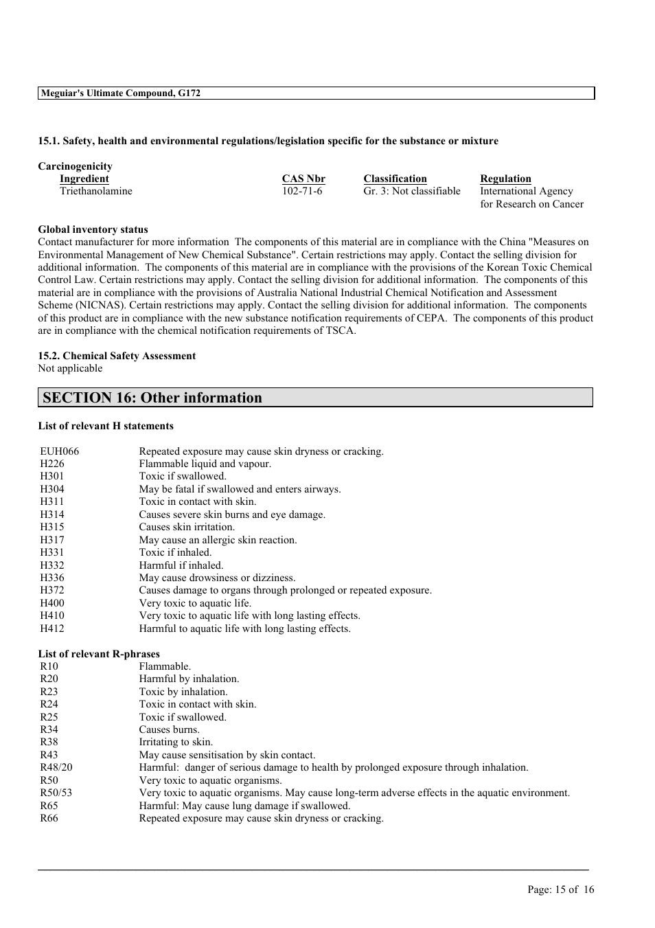 MEGUIAR'S G172 User Manual | Page 15 / 16
