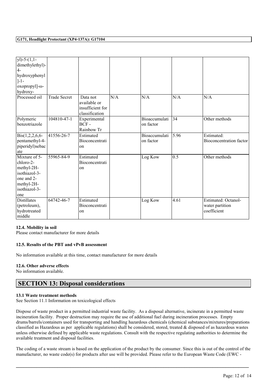 MEGUIAR'S G171 User Manual | Page 12 / 14