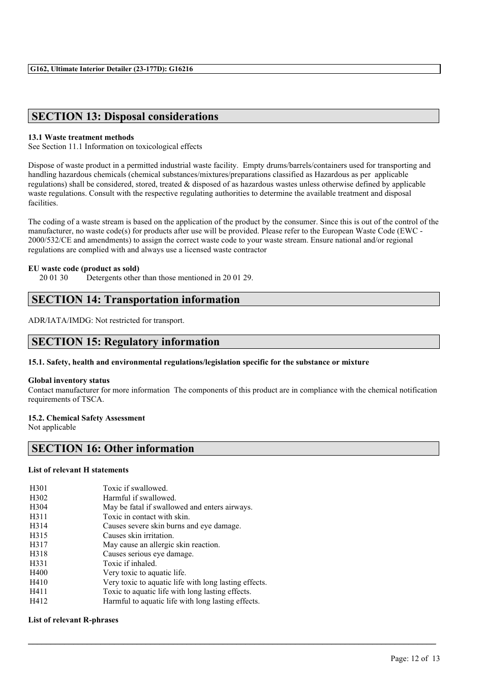 MEGUIAR'S G162 User Manual | Page 12 / 13