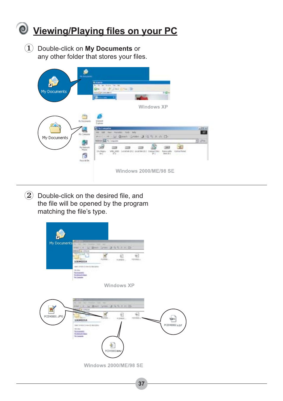 Viewing/playing files on your pc | AIPTEK Pocket DV 4100 User Manual | Page 38 / 44