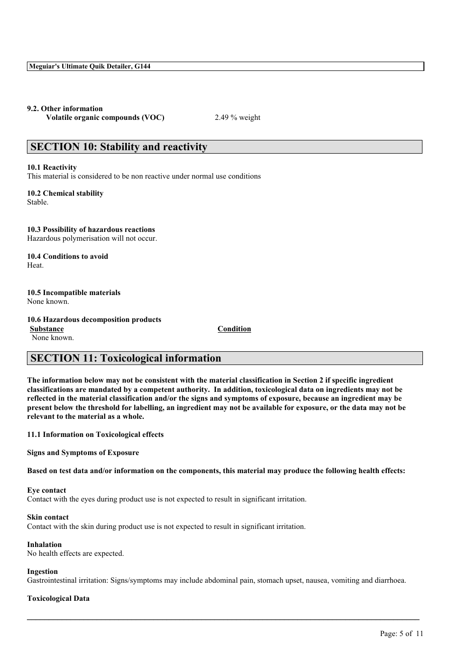 MEGUIAR'S G144 User Manual | Page 5 / 11