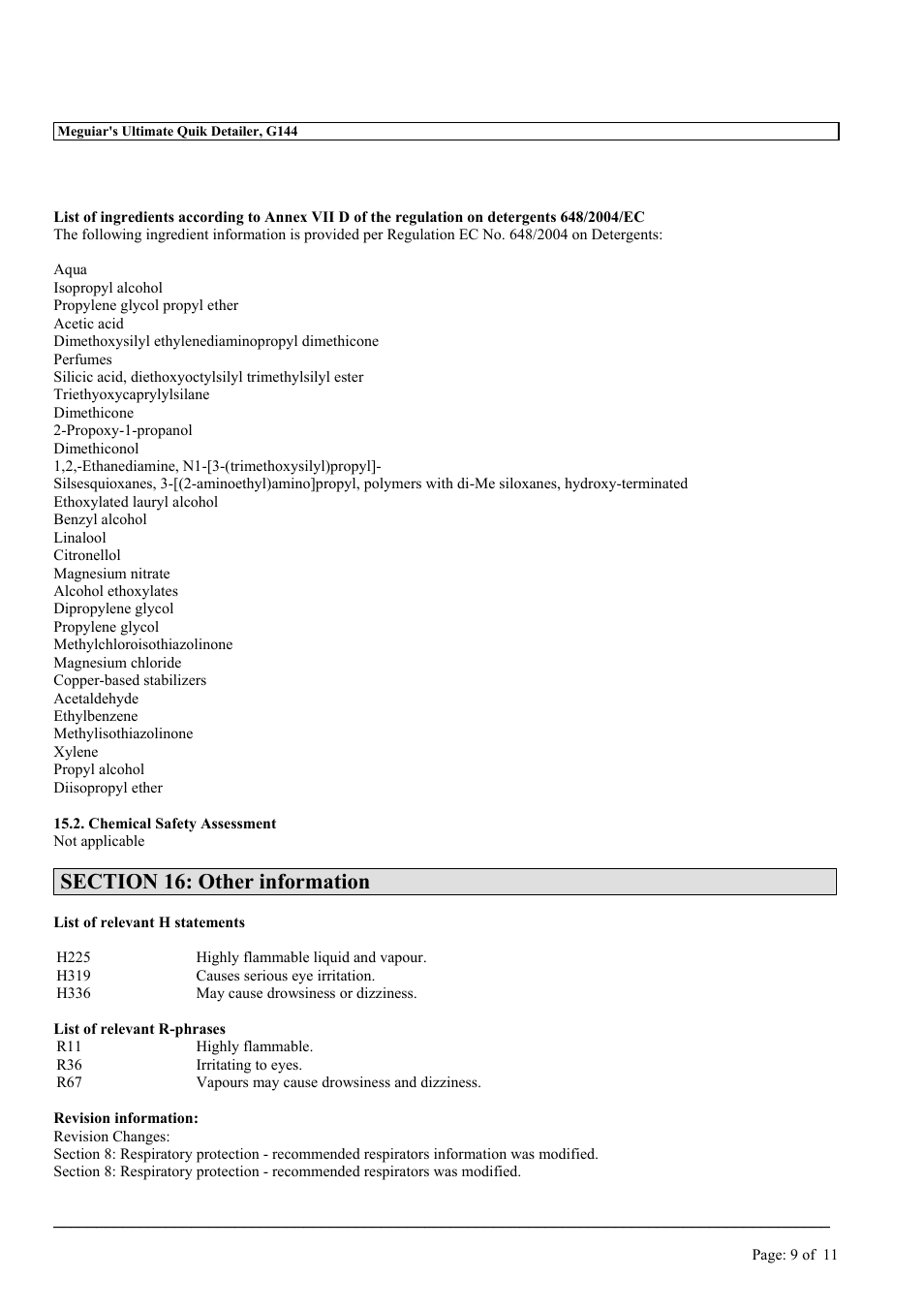 MEGUIAR'S G144 User Manual | Page 9 / 11