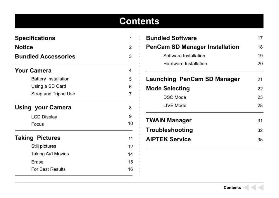 AIPTEK SD 2Mega User Manual | Page 2 / 39
