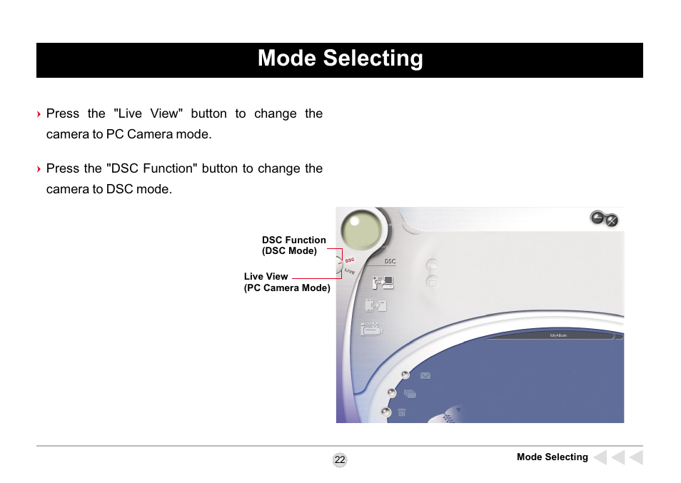 Mode selecting | AIPTEK SD 2Mega User Manual | Page 24 / 39