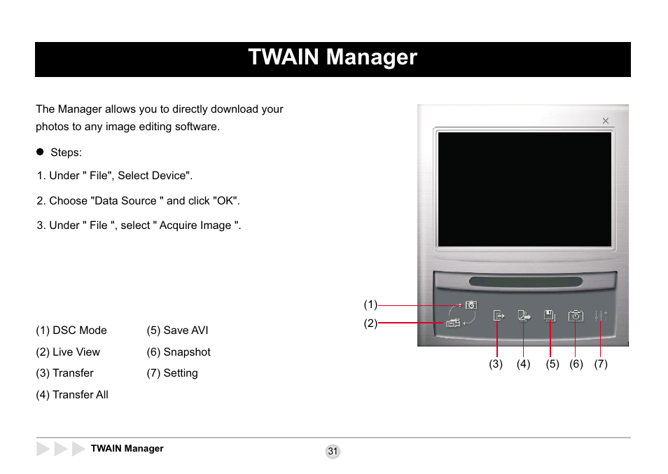 Twain manager | AIPTEK SD 2Mega User Manual | Page 33 / 39