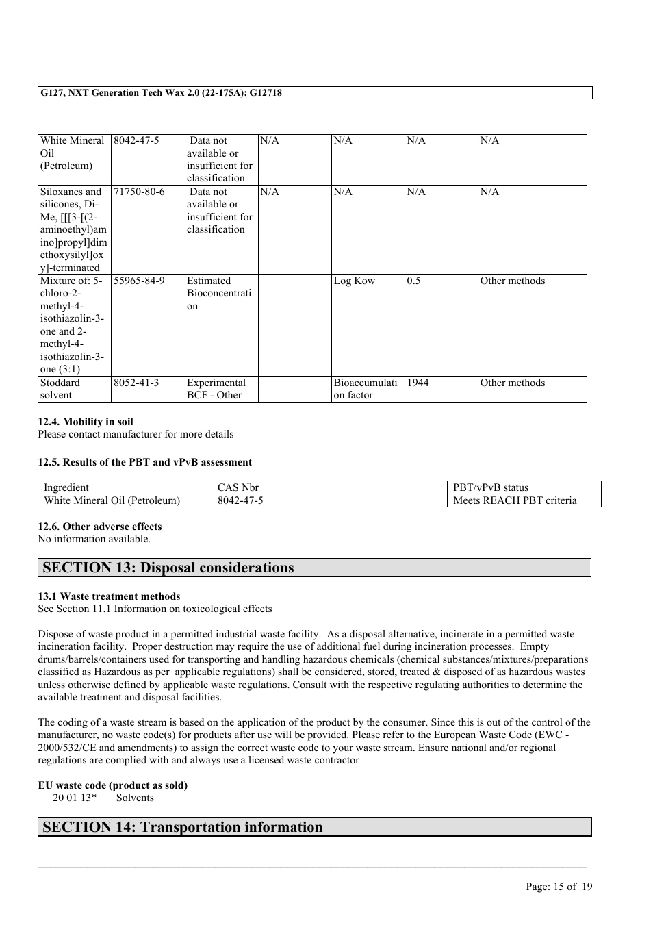 MEGUIAR'S G127 User Manual | Page 15 / 19
