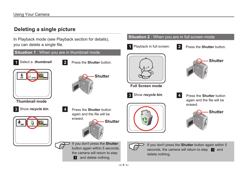 Deleting a single picture | AIPTEK Pocket DV 3100 User Manual | Page 10 / 40