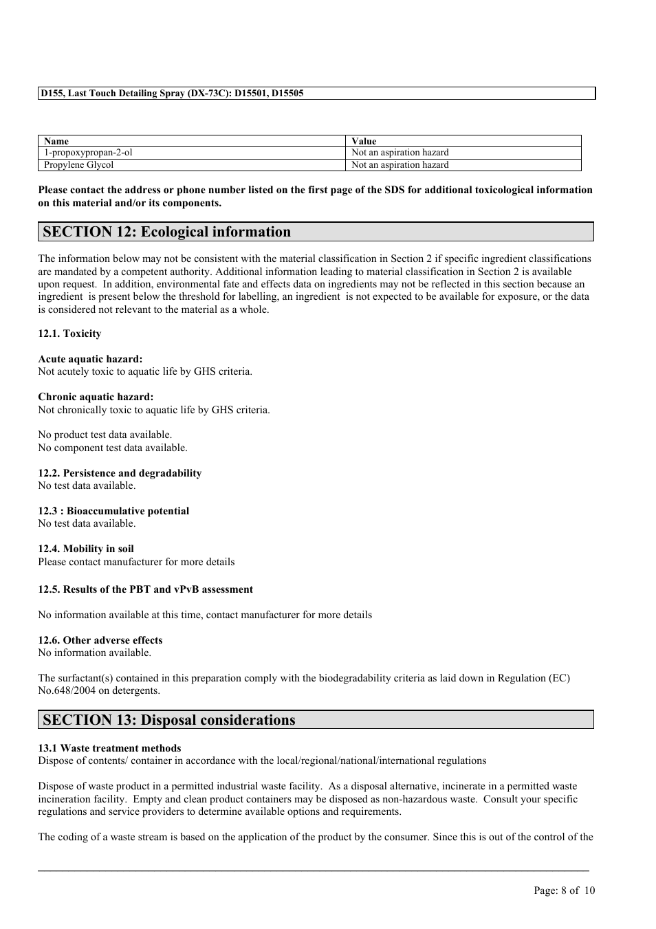 MEGUIAR'S D155 User Manual | Page 8 / 10