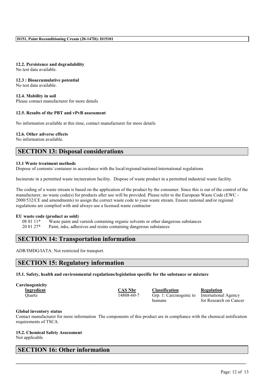 MEGUIAR'S D151 User Manual | Page 12 / 13