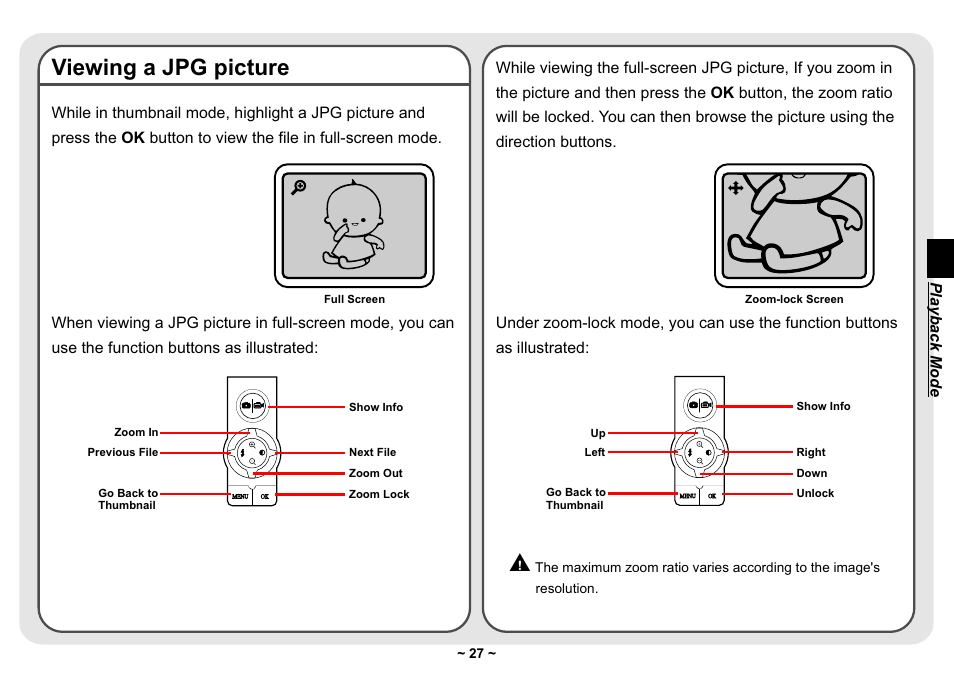 Viewing a jpg picture | AIPTEK Pocket DV 3300 User Manual | Page 28 / 54