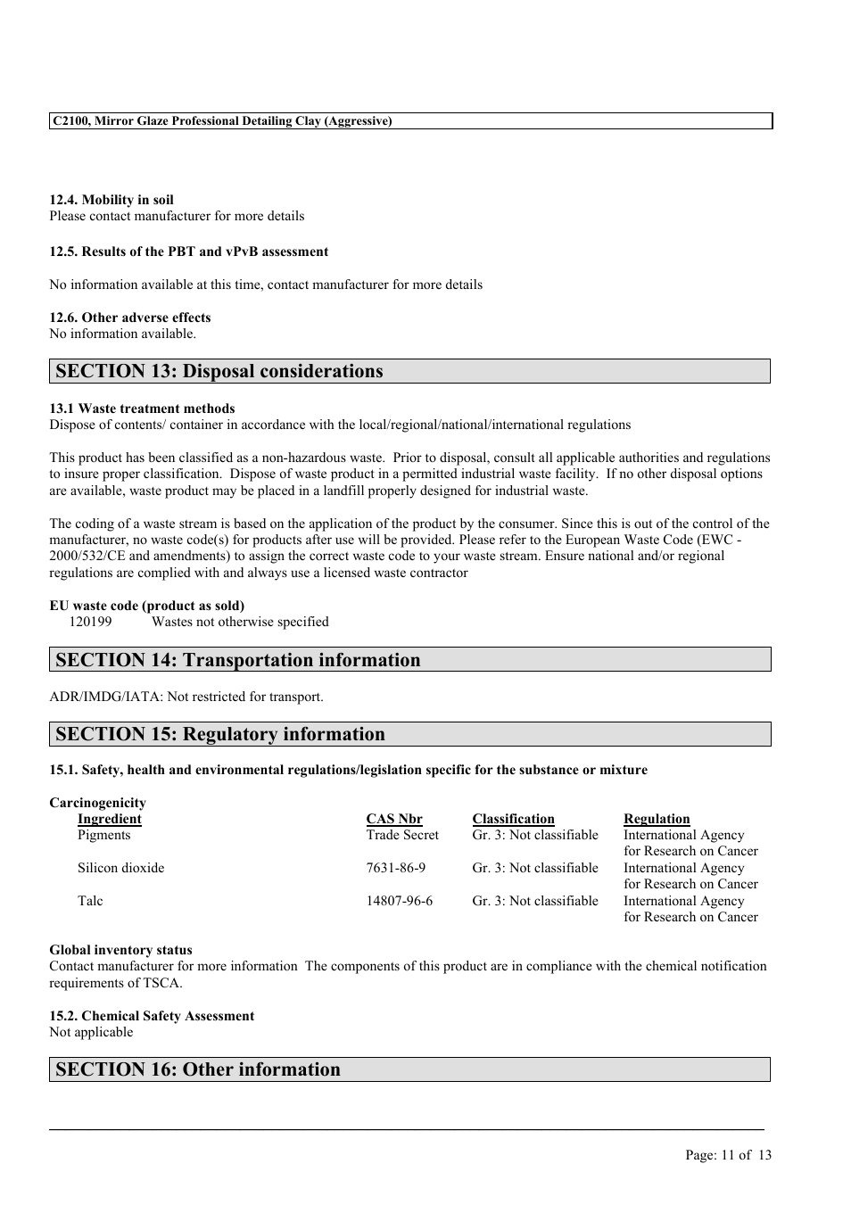 MEGUIAR'S C2100 User Manual | Page 11 / 13