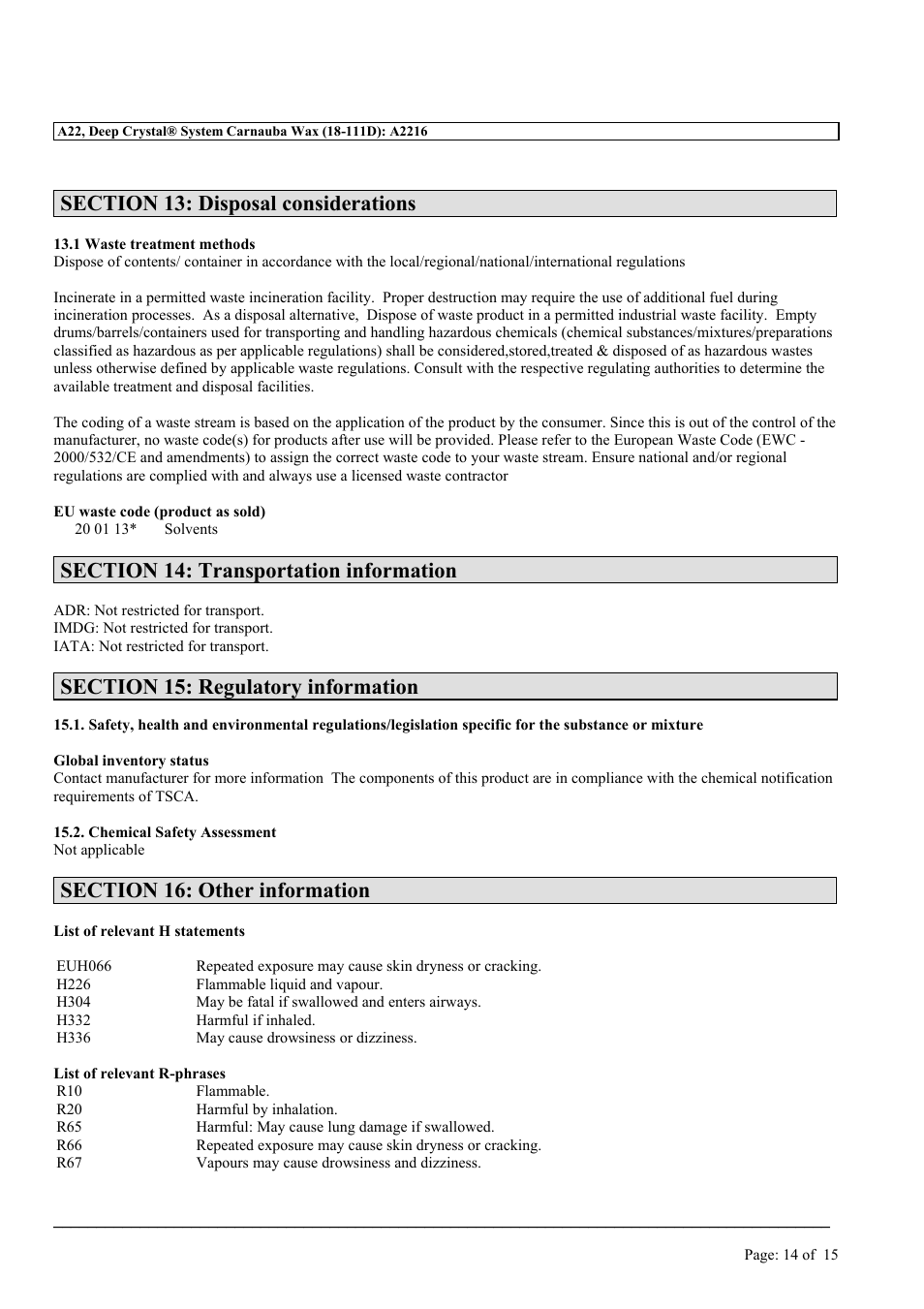 MEGUIAR'S A22 User Manual | Page 14 / 15