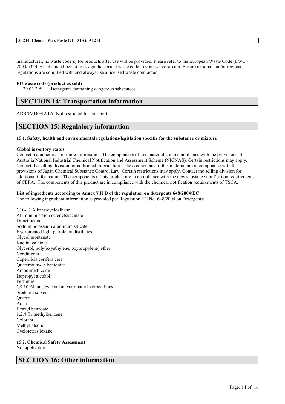MEGUIAR'S A1214 User Manual | Page 14 / 16