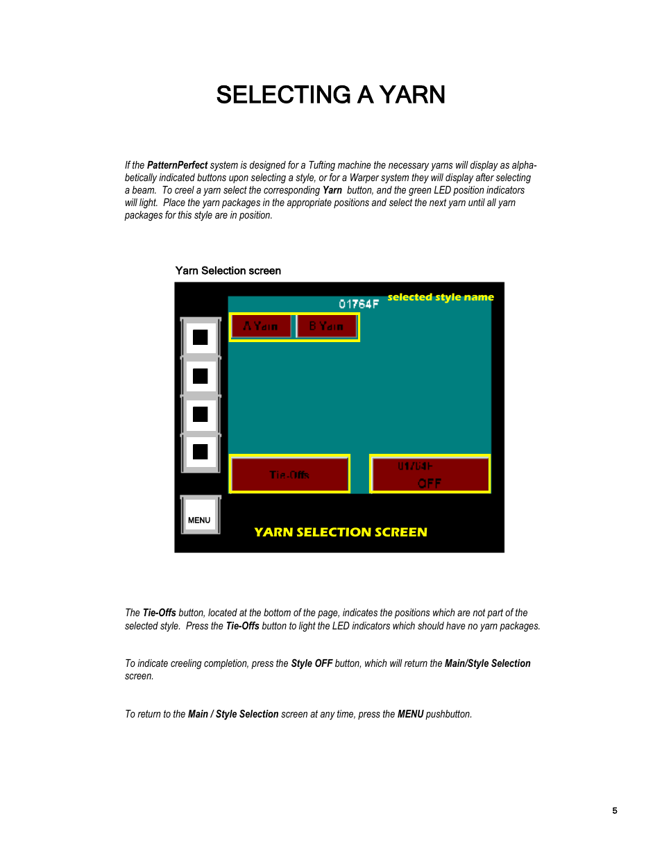 Selecting a yarn | Essex Pattern Perfect System User Manual | Page 6 / 12