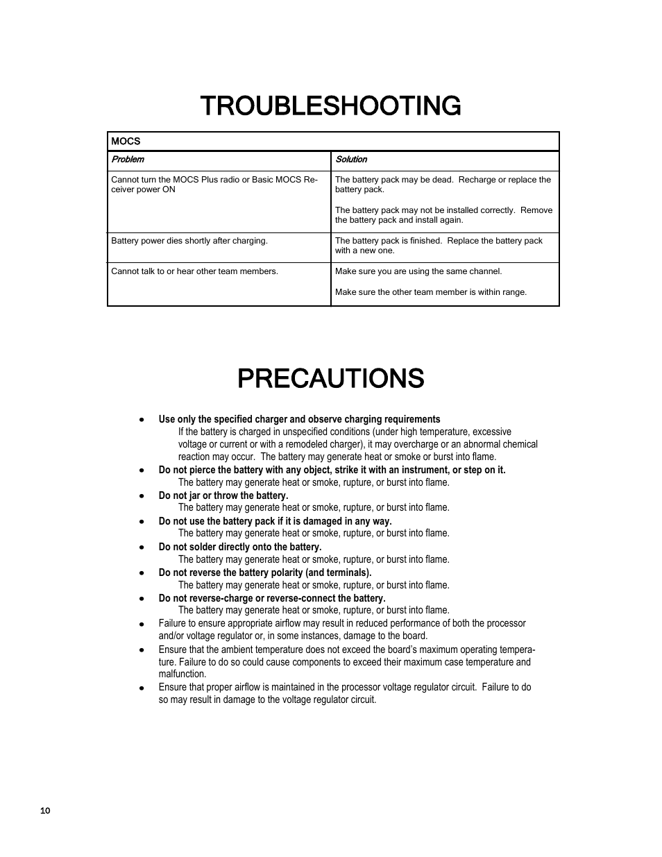 Troubleshooting, Precautions | Essex Machine to Operator User Manual | Page 11 / 13