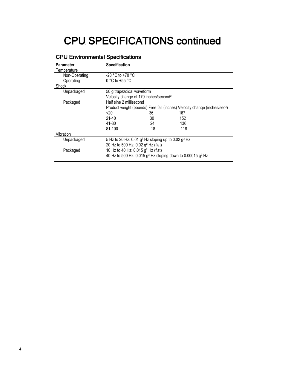 Cpu specifications continued | Essex Machine to Operator User Manual | Page 5 / 13