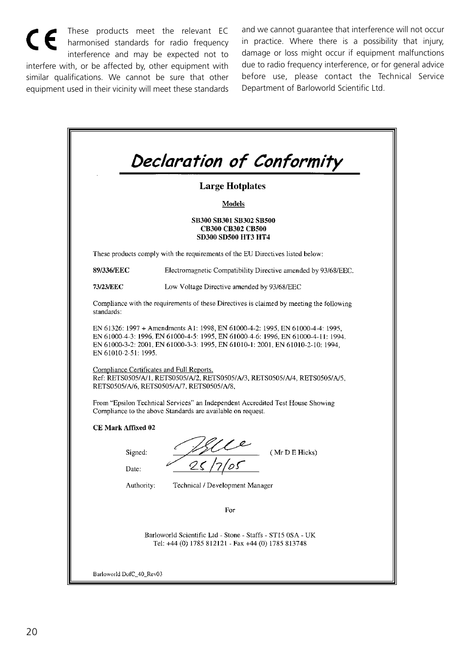 Dynalab CB300/120V/60 User Manual | Page 22 / 24