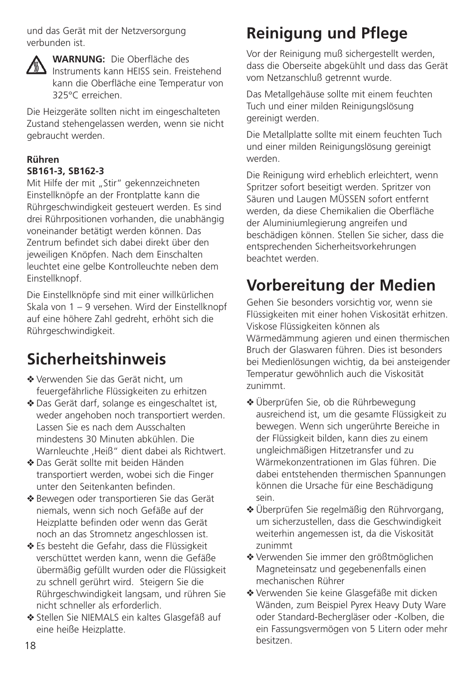 Sicherheitshinweis, Reinigung und pflege, Vorbereitung der medien | Dynalab SB162-3 User Manual | Page 20 / 24
