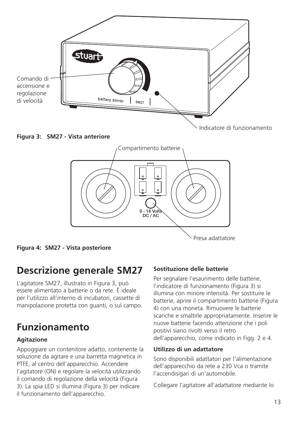 Descrizione generale sm27, Funzionamento | Dynalab SM27 User Manual | Page 15 / 28
