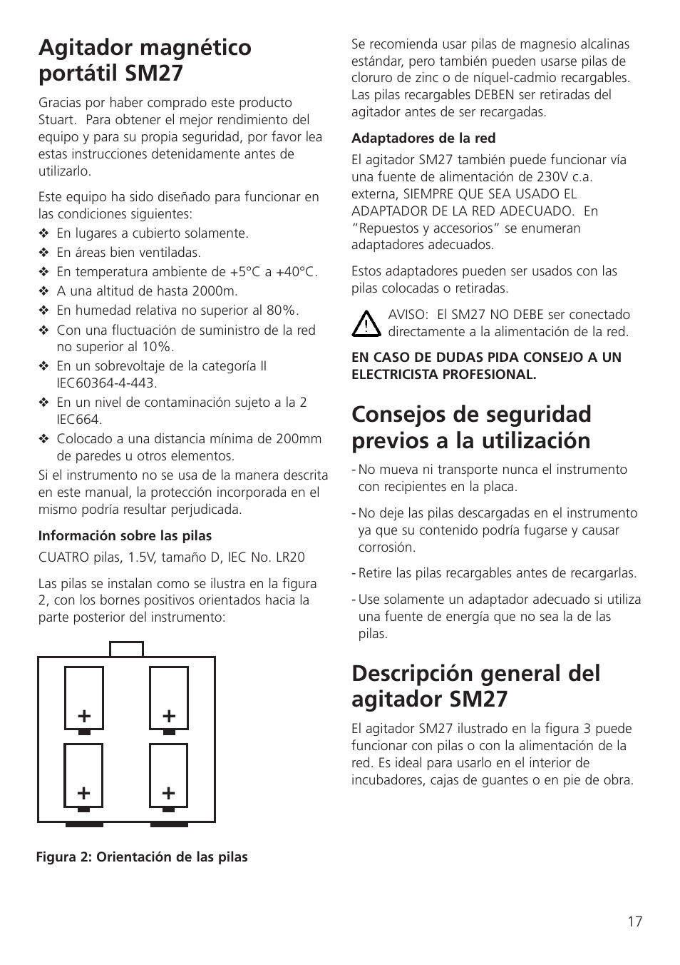 Agitador magnético portátil sm27, Consejos de seguridad previos a la utilización, Descripción general del agitador sm27 | Dynalab SM27 User Manual | Page 19 / 28