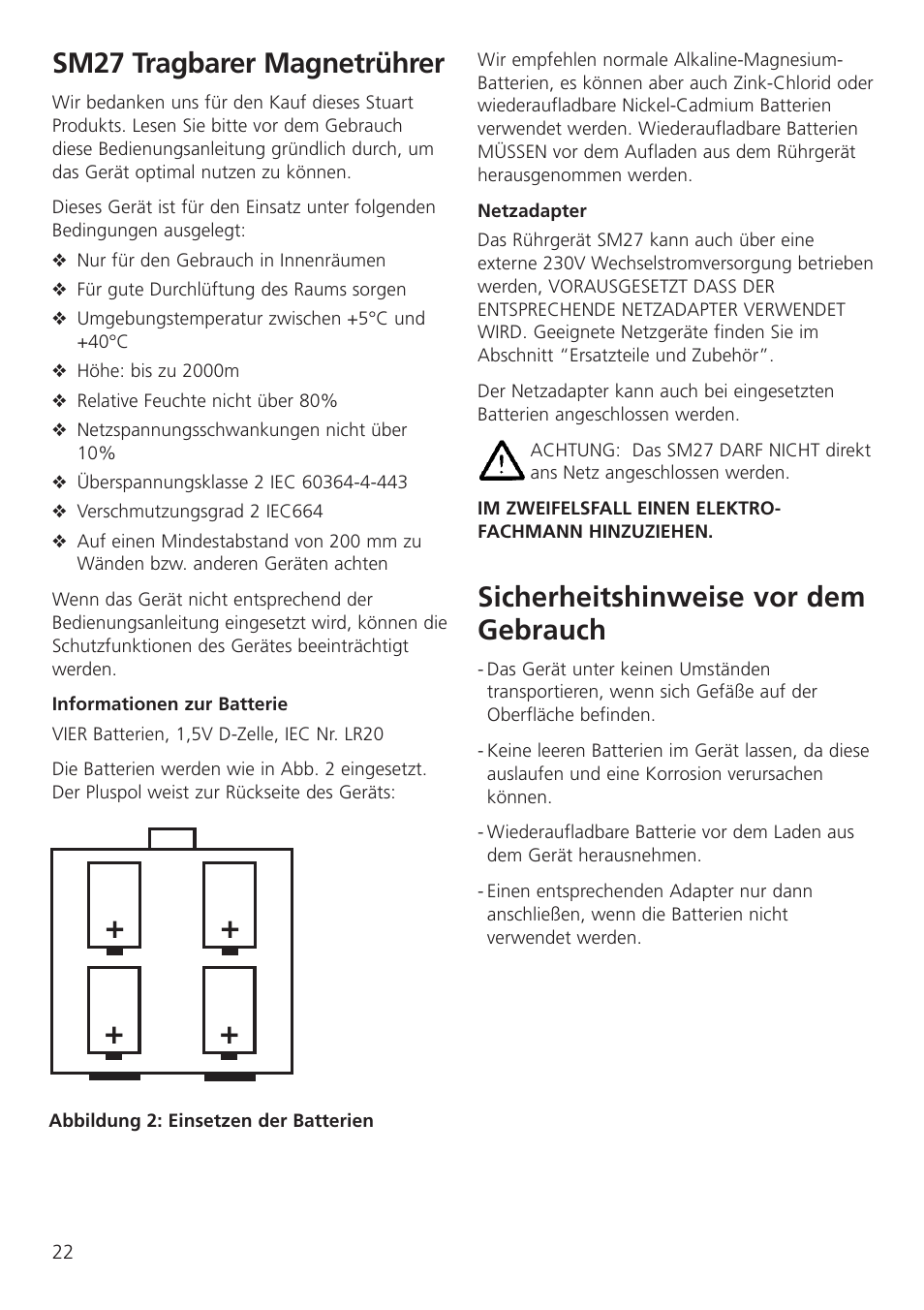 Sicherheitshinweise vor dem gebrauch, Sm27 tragbarer magnetrührer | Dynalab SM27 User Manual | Page 24 / 28