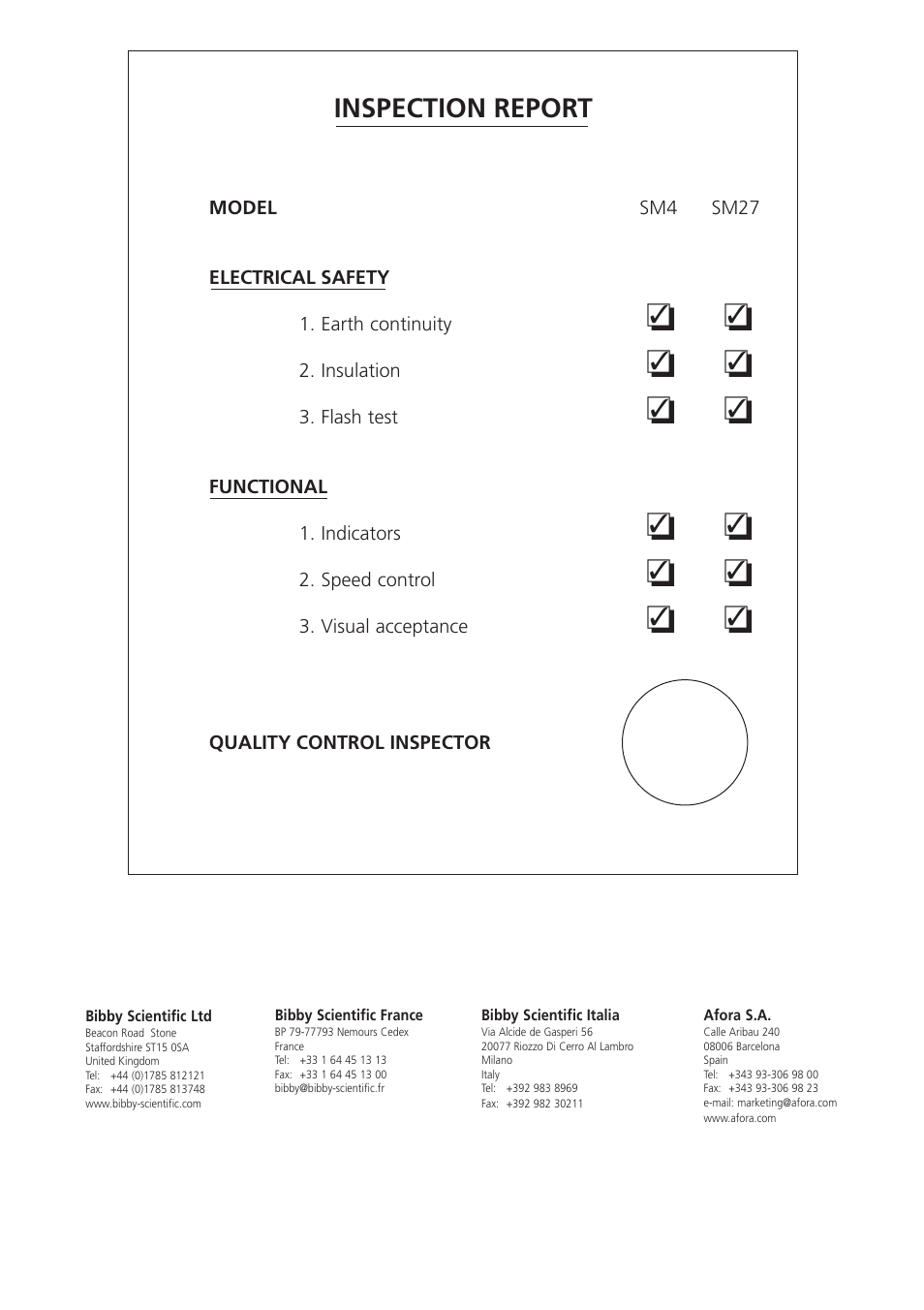 Inspection report | Dynalab SM27 User Manual | Page 28 / 28