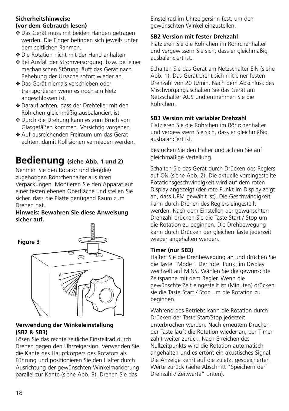 Bedienung | Dynalab SB3/120V/60 User Manual | Page 20 / 24