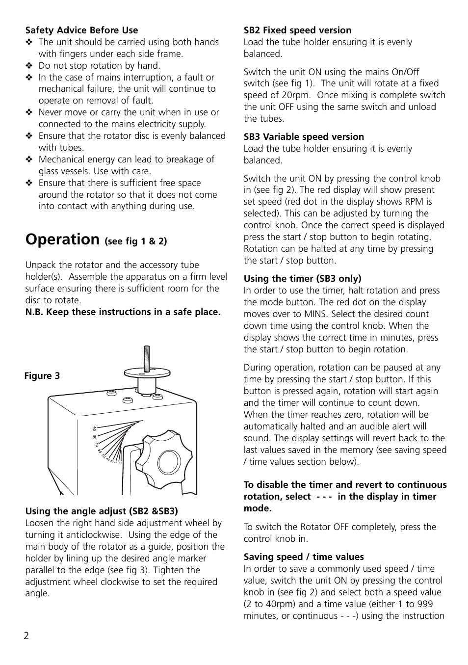 Operation | Dynalab SB3/120V/60 User Manual | Page 4 / 24