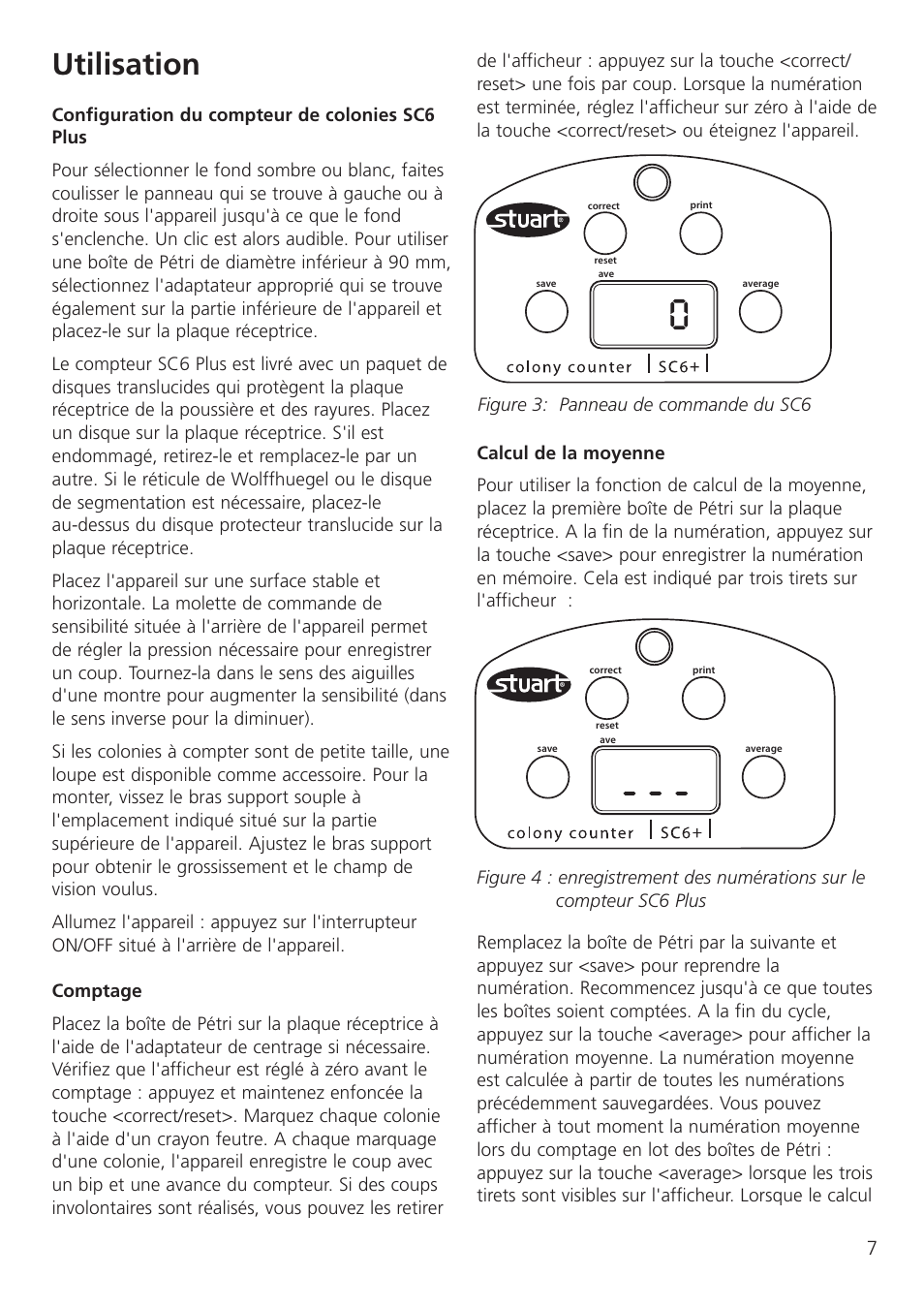 Utilisation, Figure 3: panneau de commande du sc6 | Dynalab SC6/120V/60 User Manual | Page 9 / 28