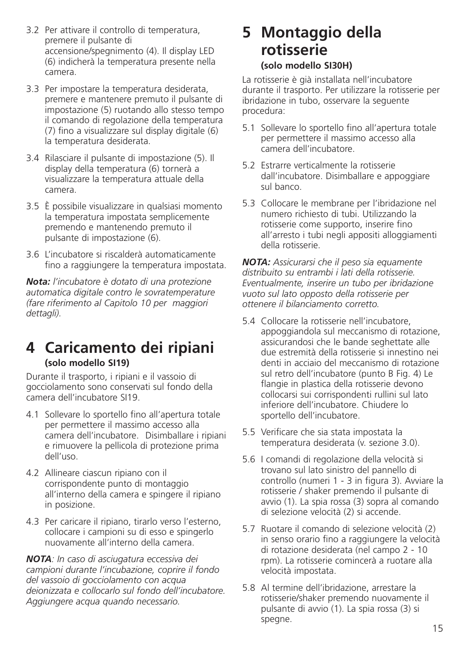 4 caricamento dei ripiani, 5 montaggio della rotisserie | Dynalab SI19/120V/60 User Manual | Page 17 / 36
