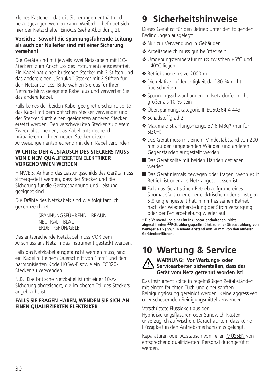 9 sicherheitshinweise, 10 wartung & service | Dynalab SI19/120V/60 User Manual | Page 32 / 36