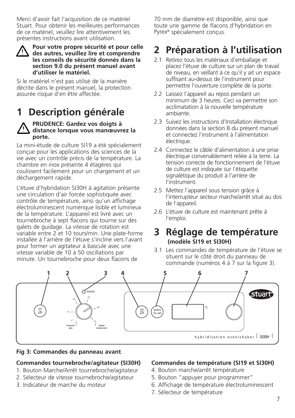 1 description générale, 2 préparation à l’utilisation, 3 réglage de température | Spécialement conçus | Dynalab SI19/120V/60 User Manual | Page 9 / 36